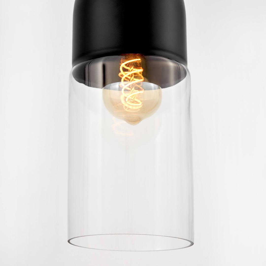 Moderní vertikální stropní svítidlo ZENIA černé kovové se skleněným stínidlem - Lumina Deco obrázek 4