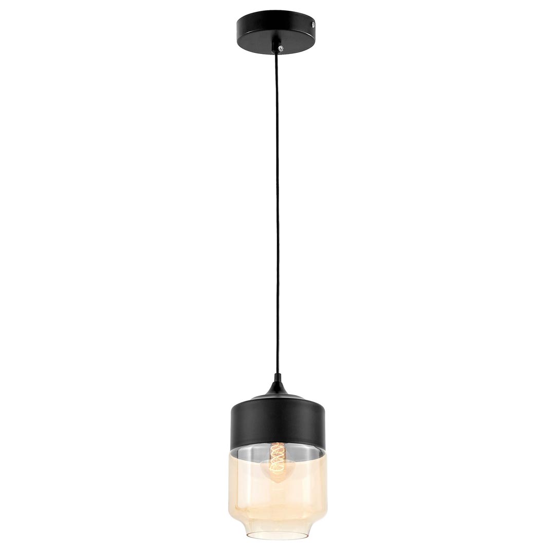 Sklenená závesná lampa ASTILA, čierne kovové tienidlo, moderný loftový štýl - Lumina Deco obrázok 2