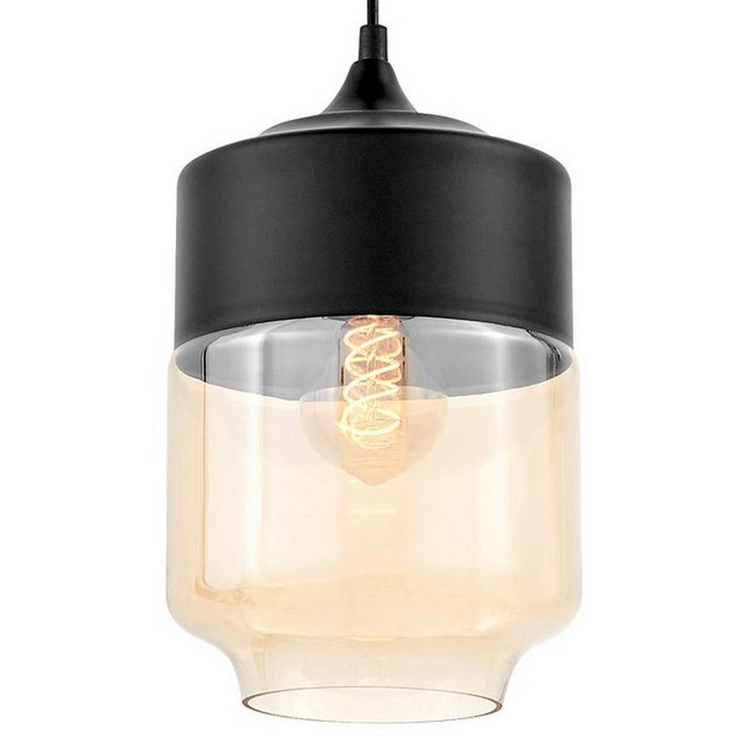 Sklenená závesná lampa ASTILA, čierne kovové tienidlo, moderný loftový štýl - Lumina Deco obrázok 1