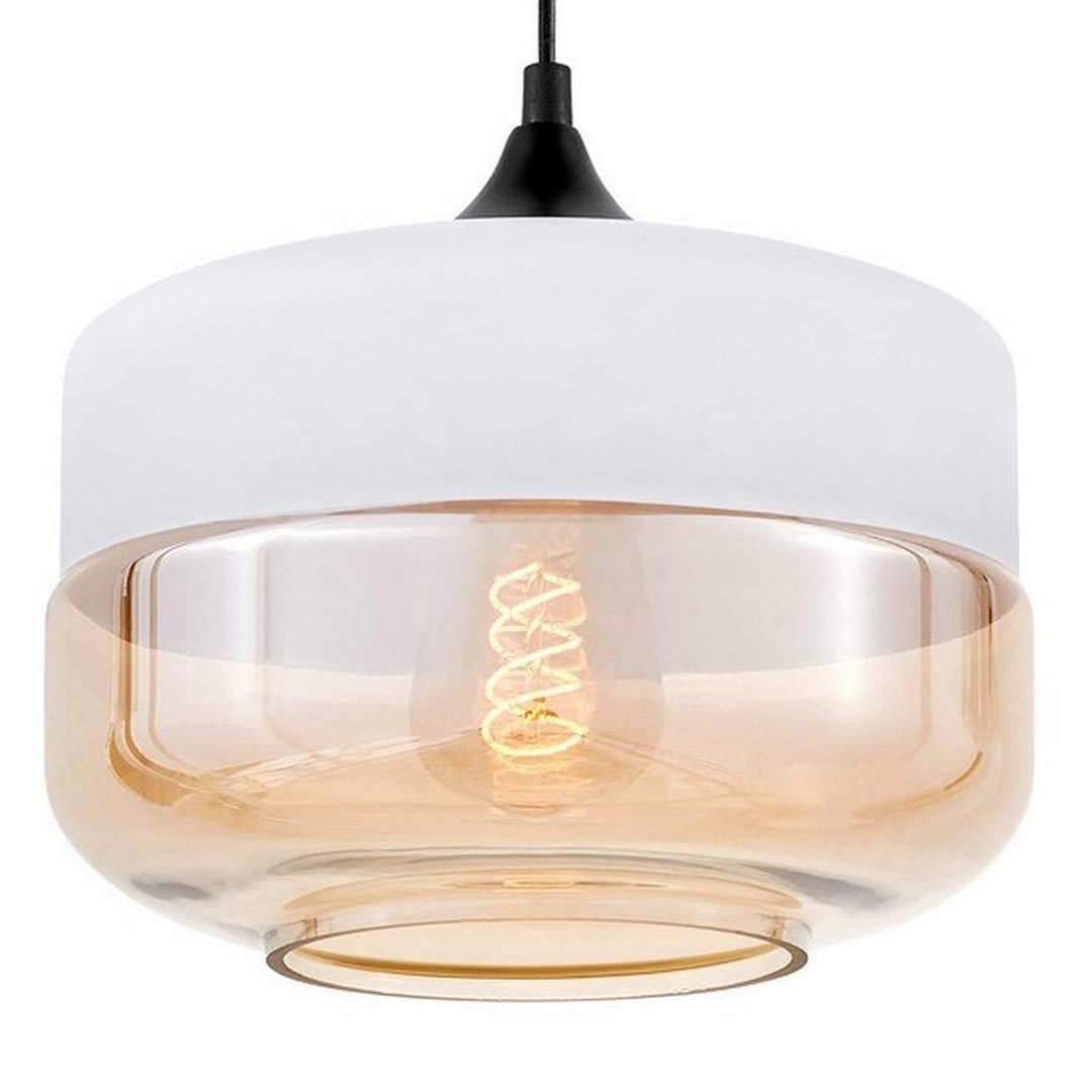Stropní lampa, svítidlo BARLET bílé skleněné jantarové skandinávské loftové - Lumina Deco obrázek 1