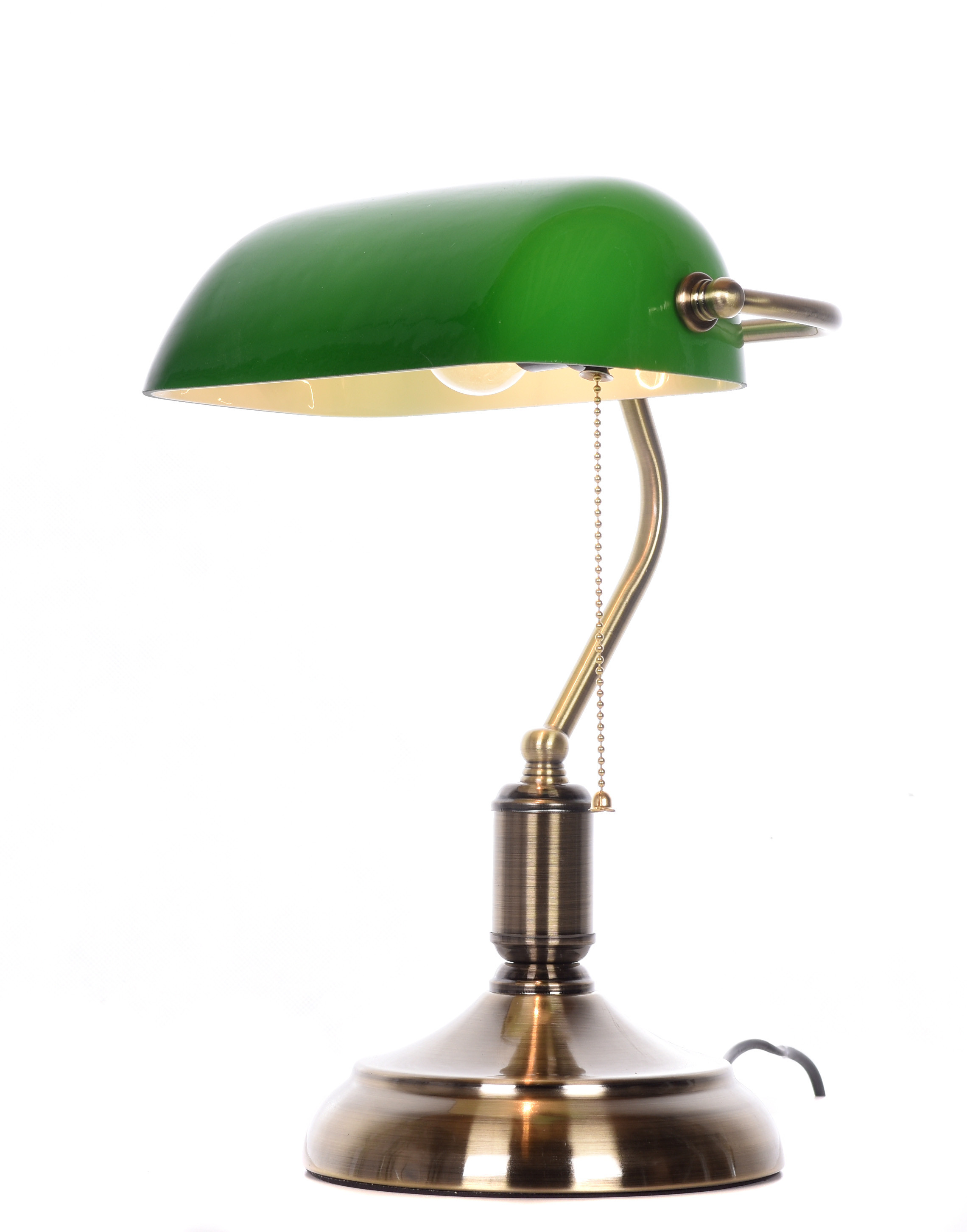 Lampa bankierska zielona + mosiądz biurkowa, klasyczna gabinetowa BANKER CLASSIC - Lumina Deco zdjęcie 1