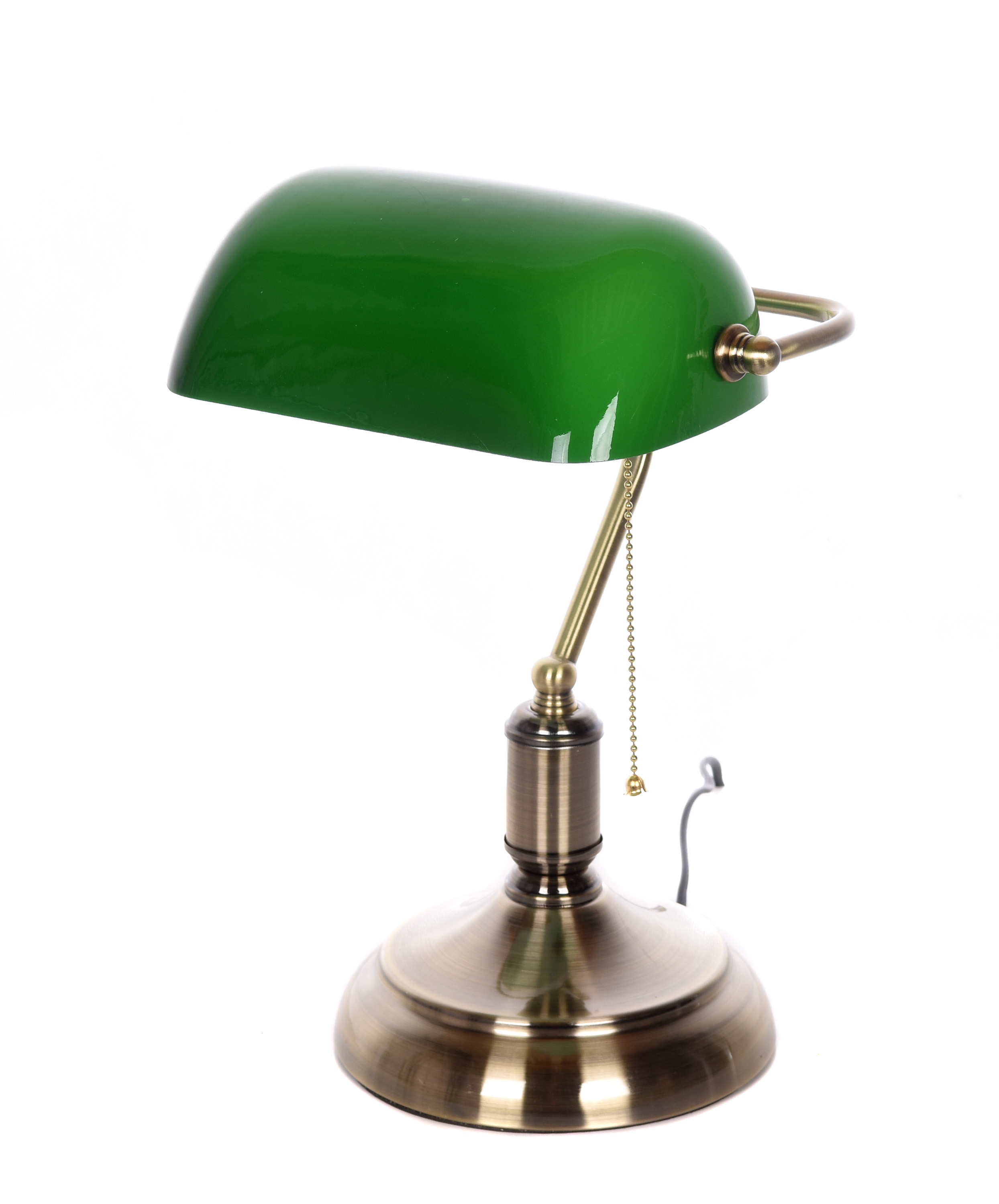 Lampa bankierska zielona + mosiądz biurkowa, klasyczna gabinetowa BANKER CLASSIC - Lumina Deco zdjęcie 3