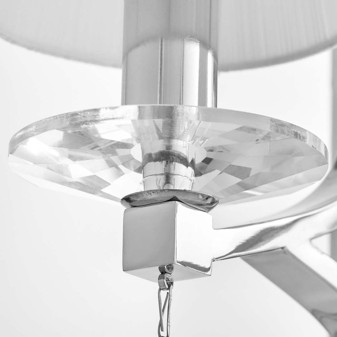 Kinkiet lampa ścienna VENISIA W2 A podwójny, metalowy z kryształkami, srebrne abażury - Lumina Deco zdjęcie 4