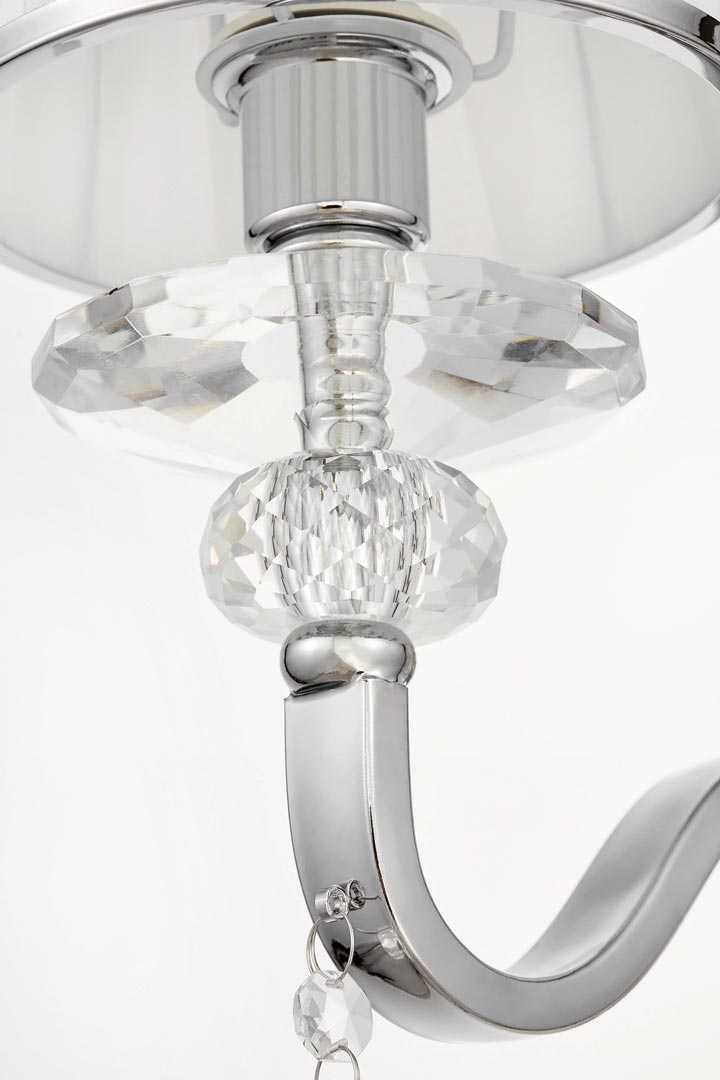 Nástěnná lampička s ověsy FEDERRICA W1 bílé stínidlo, lampa na zeď, stříbrná, chromovaný rám - Lumina Deco obrázek 3