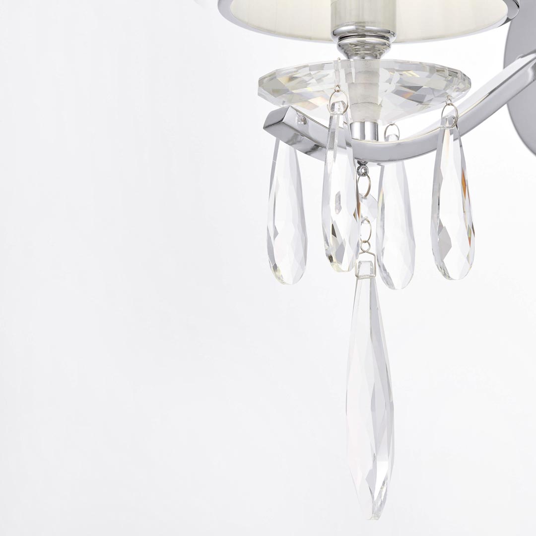 Chrómované nástenné svietidlo ALESSIA W1 s krištáľovými ovesmi, jednoduché, kovové - Lumina Deco obrázok 4
