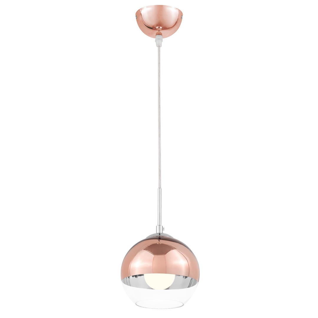 Stropní lampa, lustr VERONI moderní skleněné stínidlo koule růžové zlato rose gold - Lumina Deco obrázek 3
