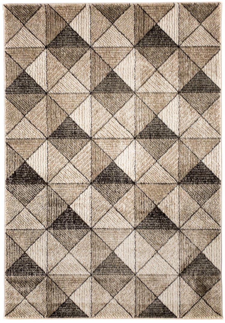 Moderný hnedý koberec Piramide s trojrozmernými trojuholníkmi - Carpetforyou obrázok 1