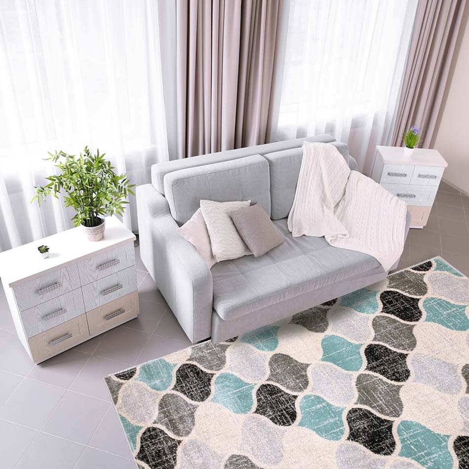 Orientální koberec s marockým vzorem a barevnou výplní s Marrocan Sky, imitace opotřebení - Carpetforyou obrázek 2