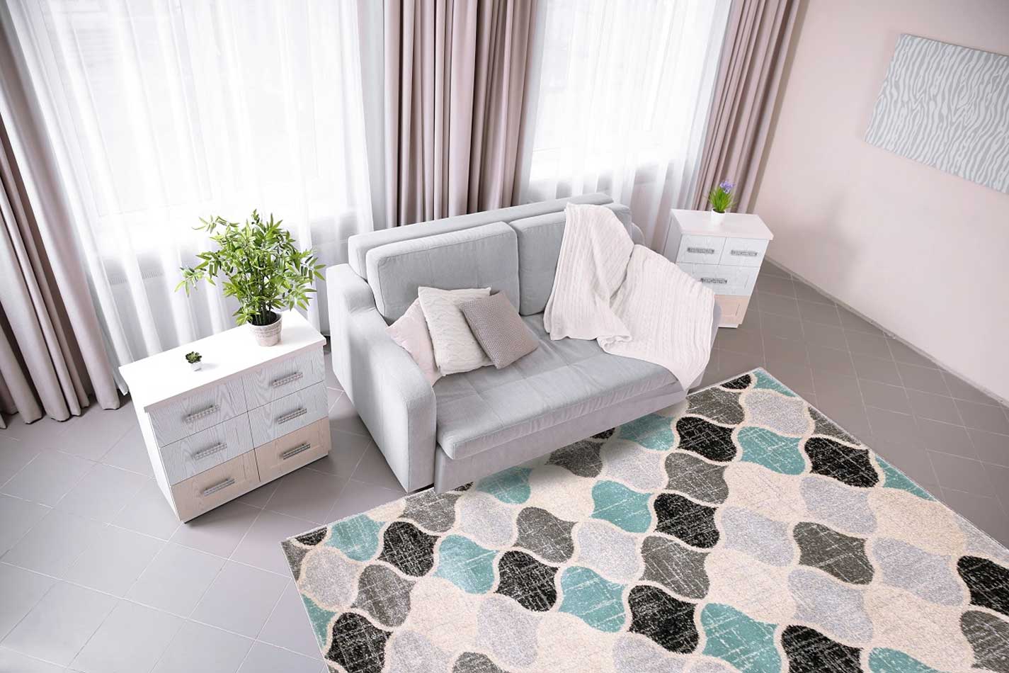 Orientální koberec s marockým vzorem a barevnou výplní s Marrocan Sky, imitace opotřebení - Carpetforyou obrázek 4