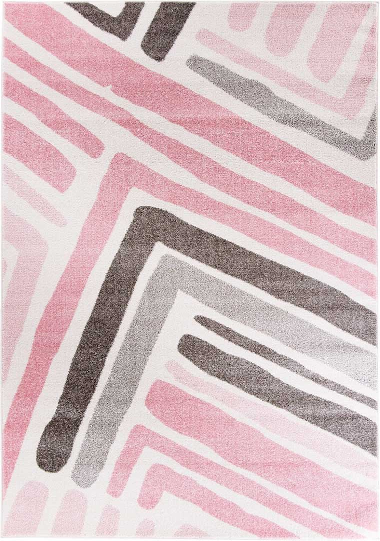 Moderný koberec Pink Frame s ružovými a sivými umeleckými ťahmi fixkou - Carpetforyou obrázok 1