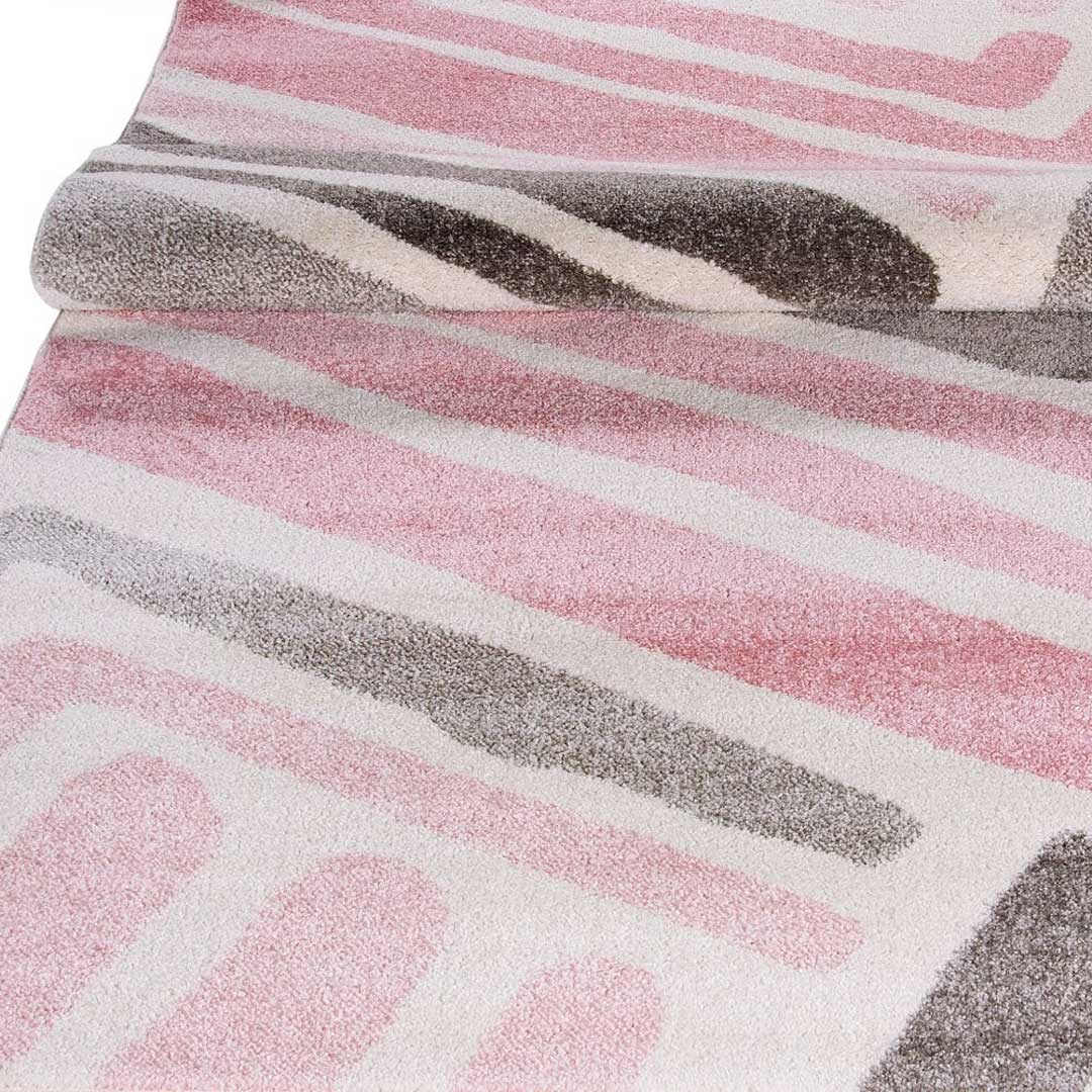 Moderný koberec Pink Frame s ružovými a sivými umeleckými ťahmi fixkou - Carpetforyou obrázok 3