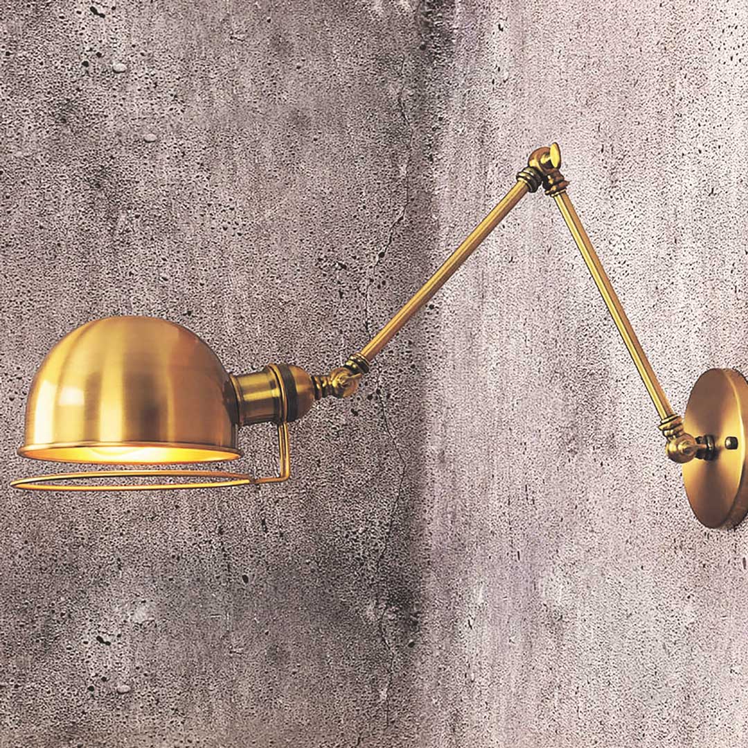 Nástěnná lampička, mosazné industriální svítidlo GLUM W2 nastavitelná kloubová, pro čtení, zlatá mosaz - Lumina Deco obrázek 2