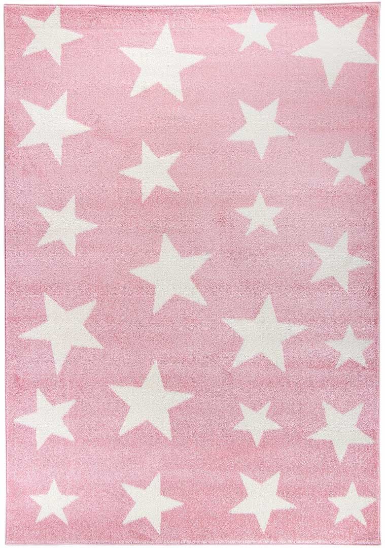 Ružový detský koberec Pink Night so krémovými ružovými hviezdami, pre dievčatko - Carpetforyou obrázok 1