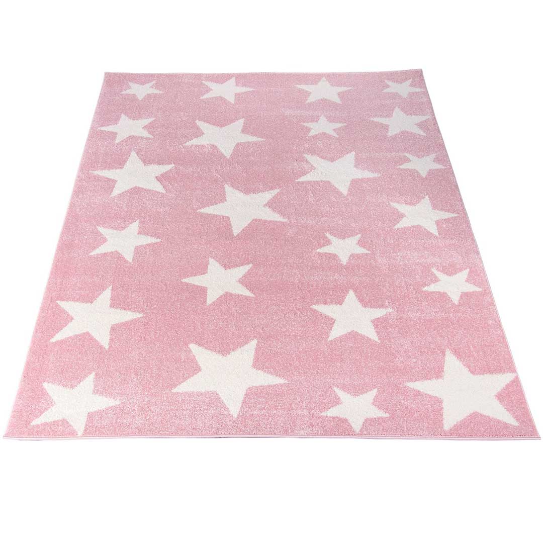 Dětský růžový koberec s krémovými hvězdami Pink Night pro děvčata - Carpetforyou obrázek 3