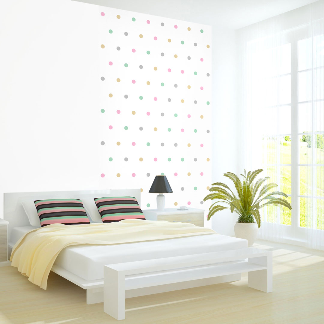 Colourful pastel 5 cm dots wallpaper - Dekoori image 2