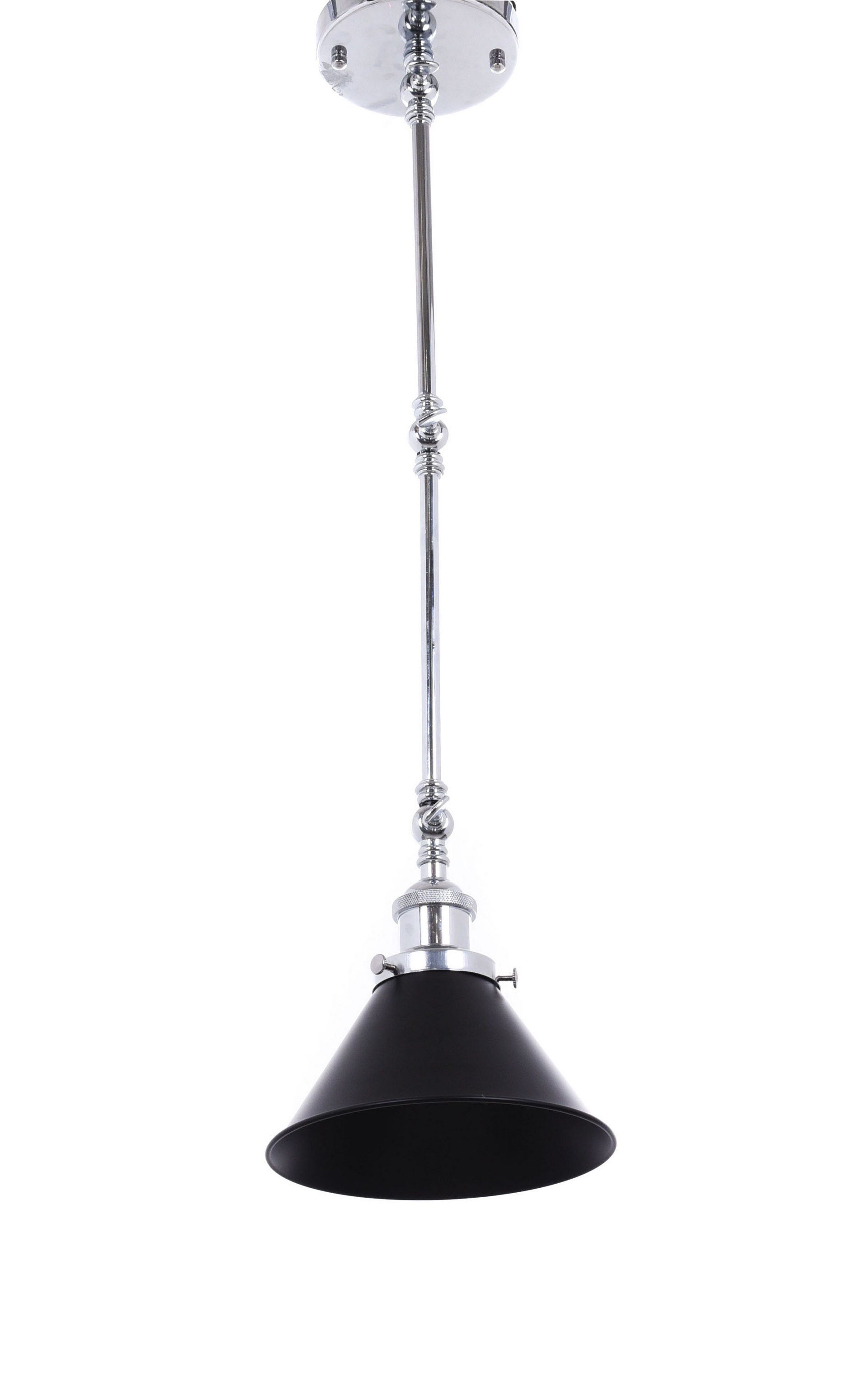 Czarna lampa z metalowym, stożkowym kloszem na chromowanym ramieniu DERI W2 - Lumina Deco zdjęcie 3