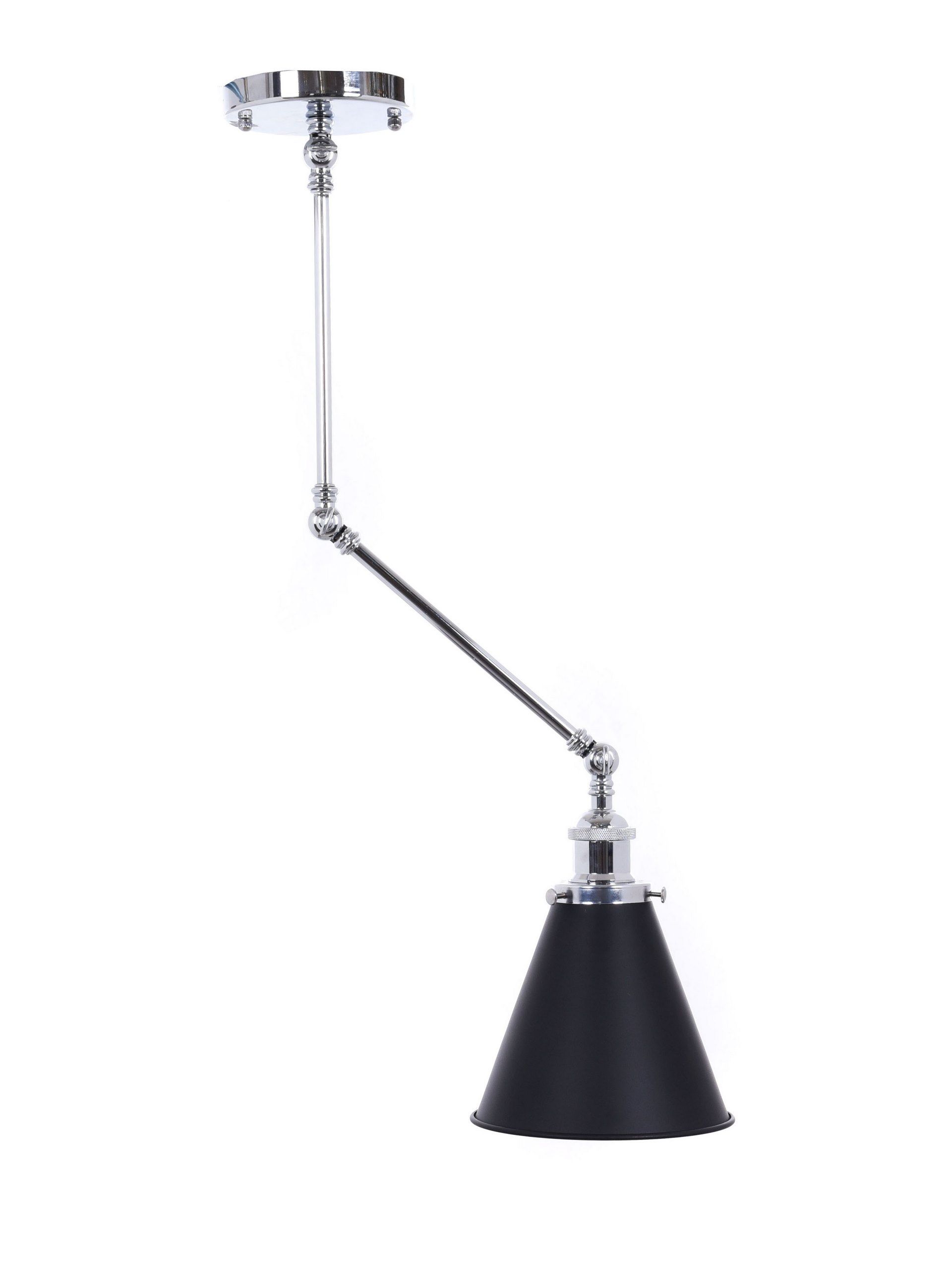 Czarna lampa ze stożkowym kloszem z metalu na ramieniu w kolorze chromu TERI W2 - Lumina Deco zdjęcie 2