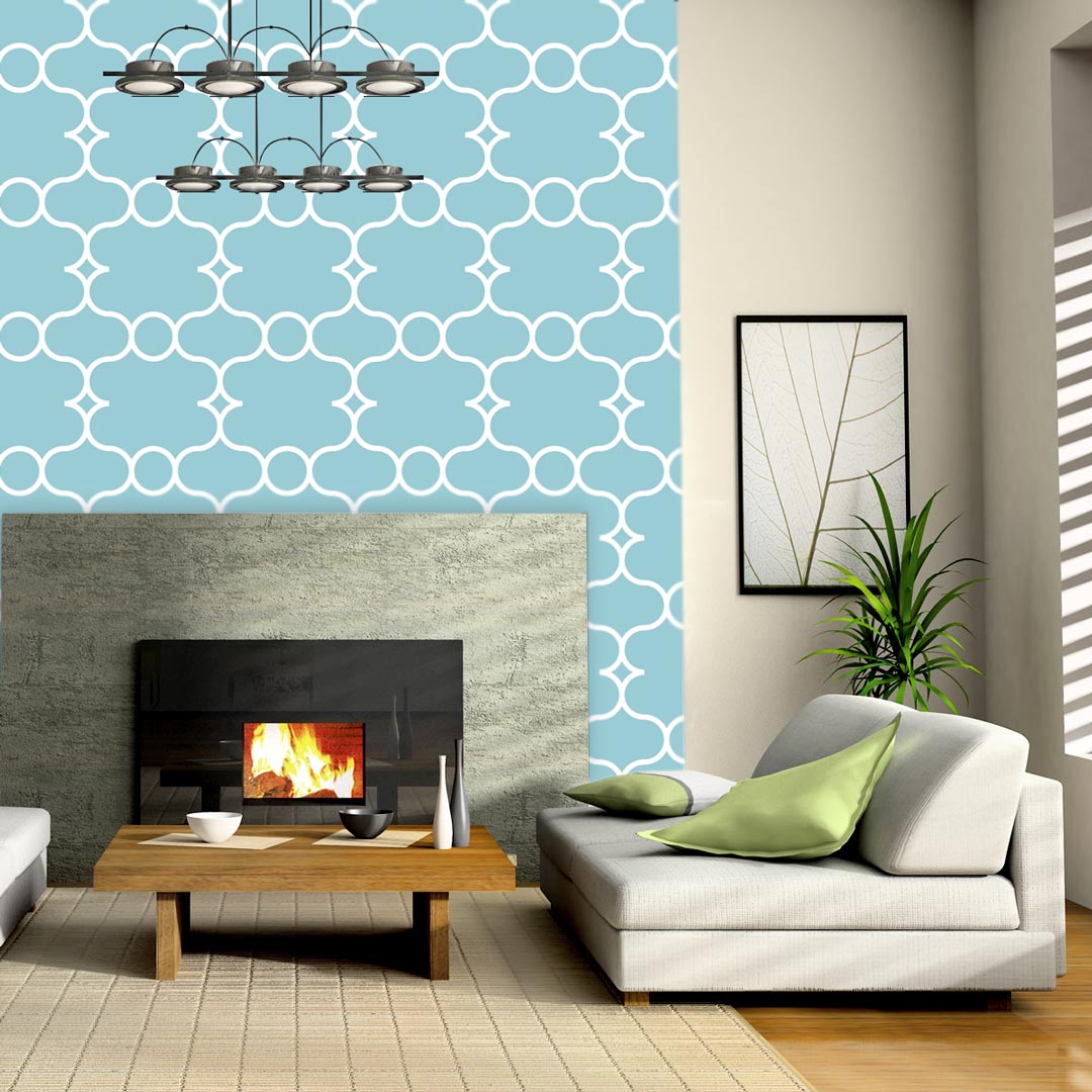 Blue and white Arabic pattern wallpaper - Dekoori image 2
