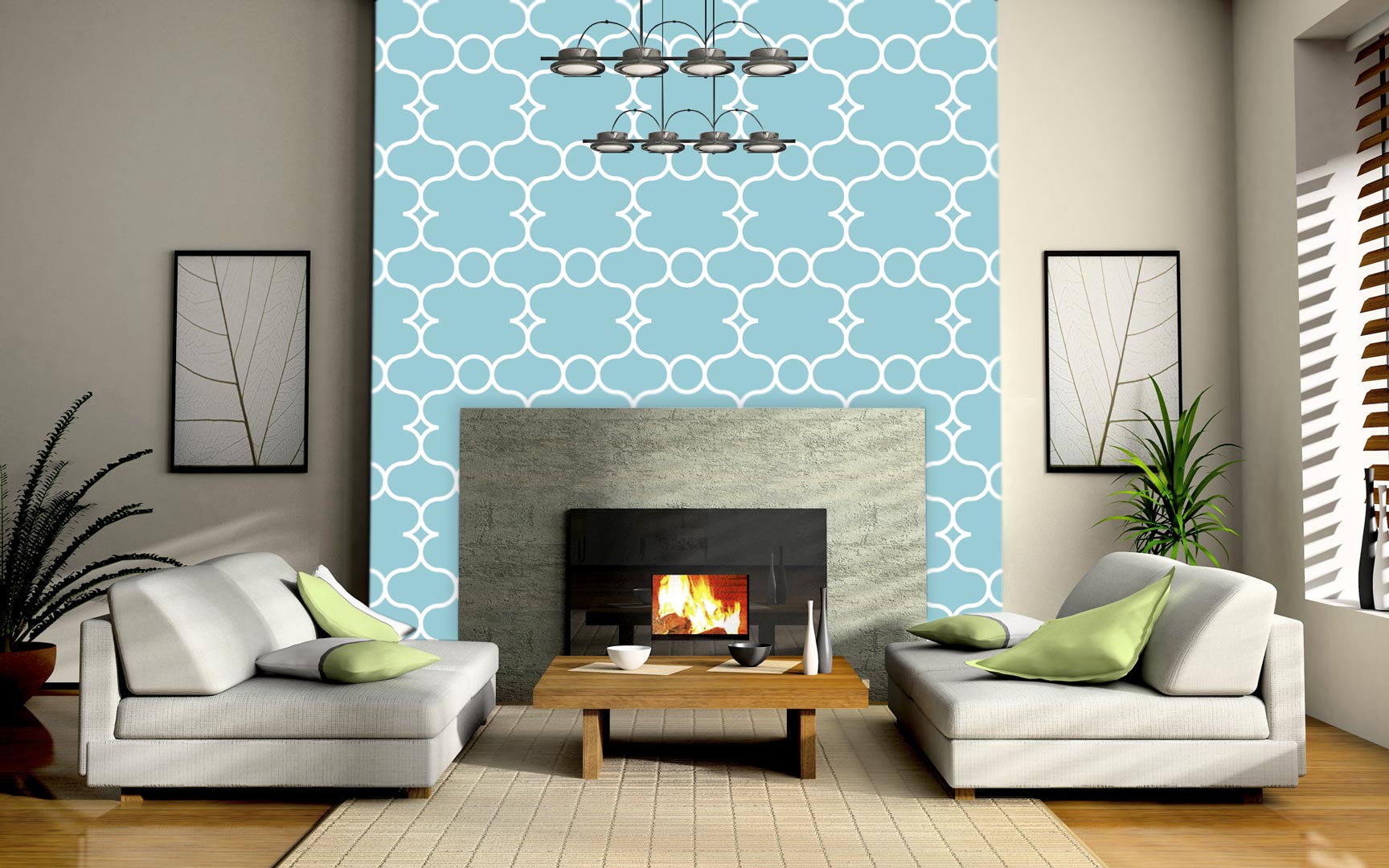 Blue and white Arabic pattern wallpaper - Dekoori image 4