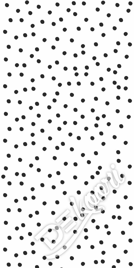 Biela tapeta s nepravidelnými čiernymi bodkami o veľkosti približne 3 cm - dalmatínec - Dekoori obrázok 3