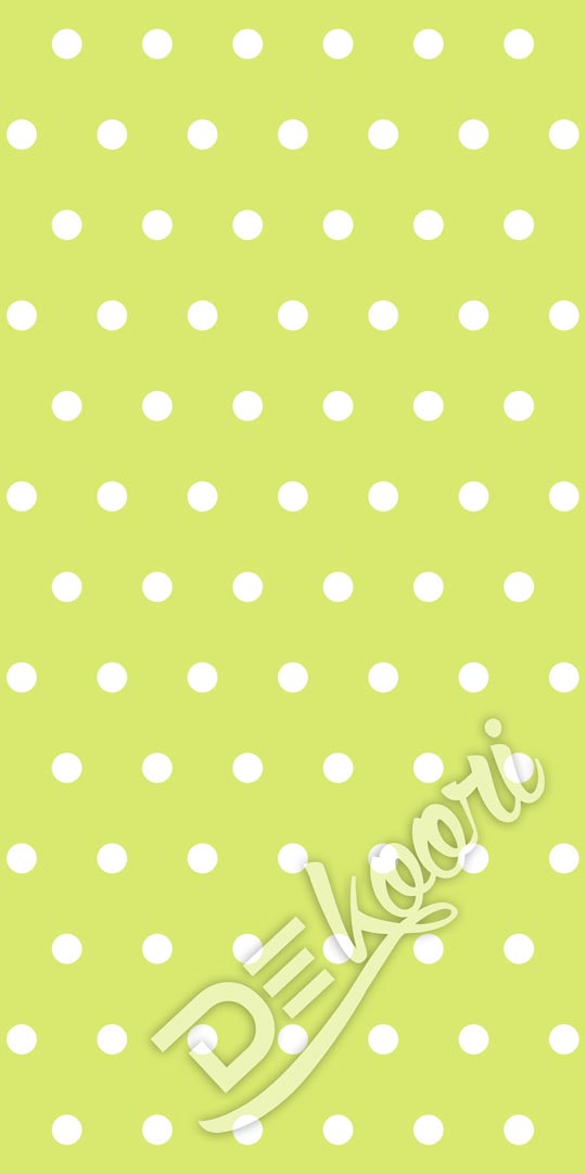 Zelená tapeta, limetková s bielymi bodkami, bodky 5 cm - Dekoori obrázok 3