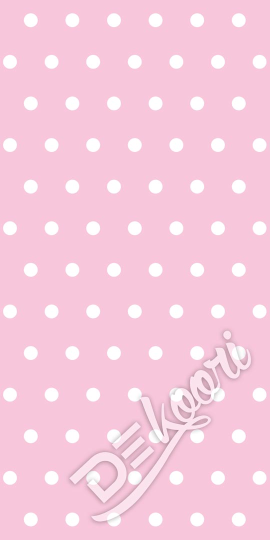 Růžová tapeta s bílými puntíky, tečkami, polka dot 5 cm - Dekoori obrázek 3