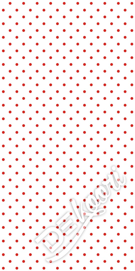 Bílá tapeta s malými červenými puntíky, tečky 2 cm - Dekoori obrázek 2