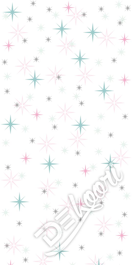 Flickering stars pastel wallpaper white-mint-pink-grey - Dekoori image 3