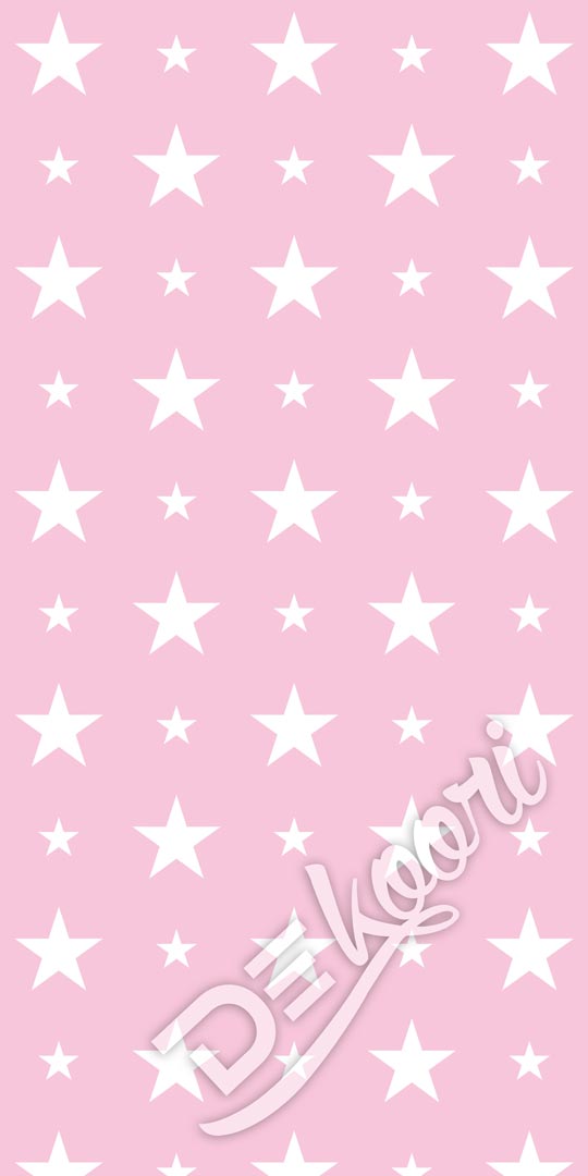 Pink wallpaper with white 15 and 7 cm stars - Dekoori image 3
