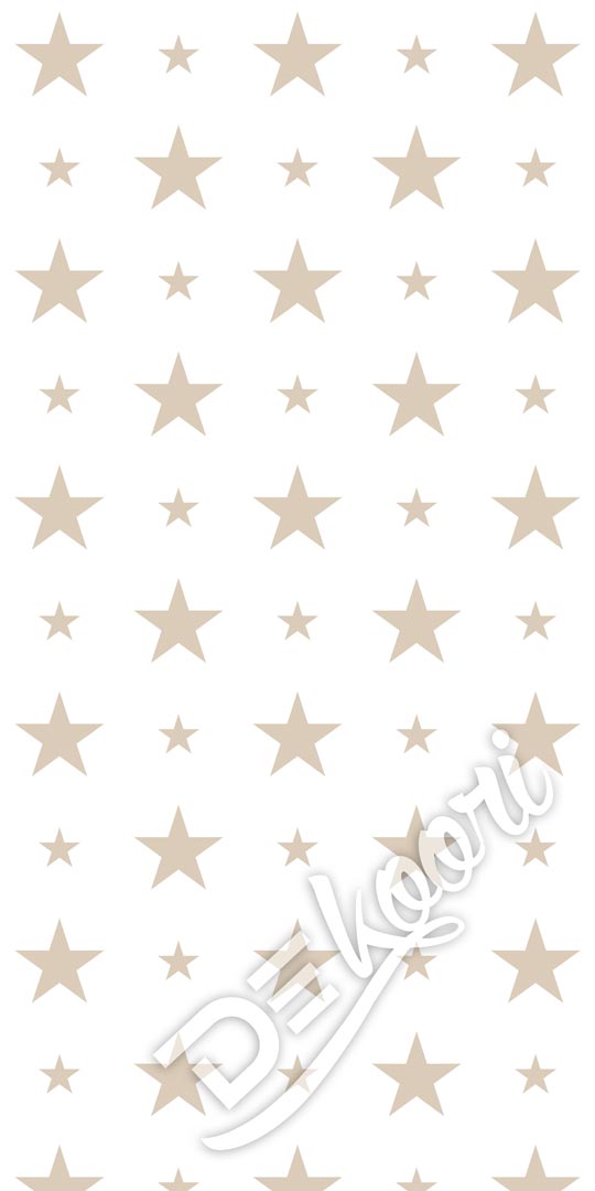 Bílá tapeta s béžovými hvězdami velikosti 15 a 7 cm - Dekoori obrázek 3