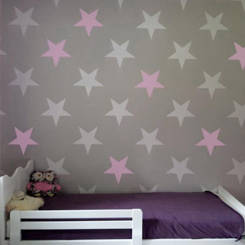 Grey wallpaper with 33 cm stars (white and pink stars) - Dekoori image 2