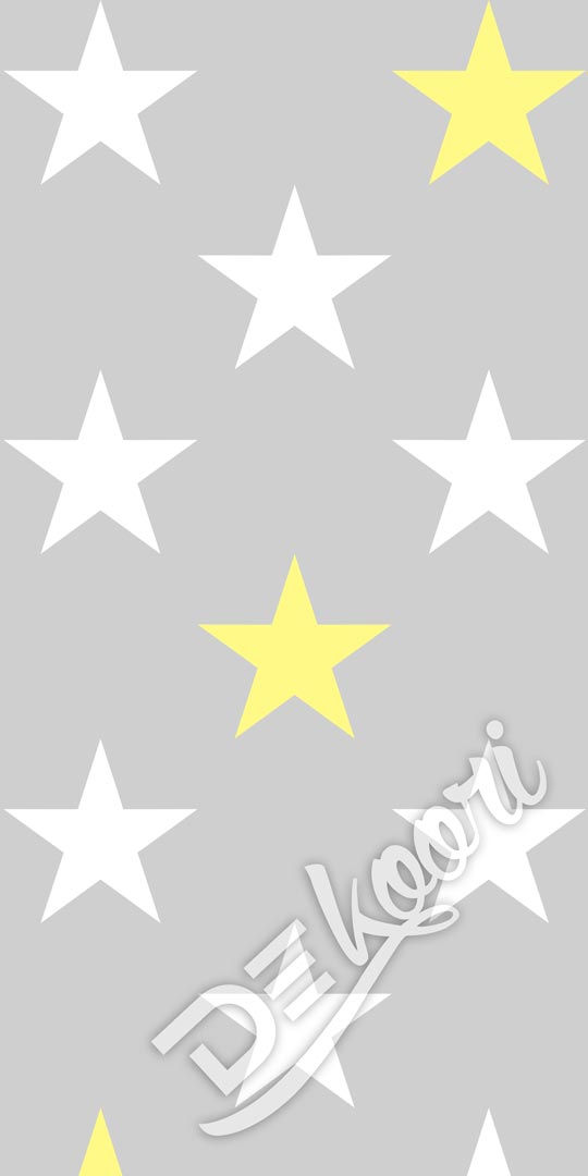 Grey wallpaper with big white and yellow stars (stars:33 cm) - Dekoori image 3