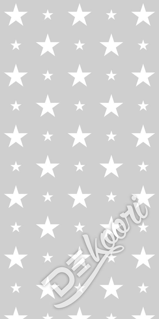 Grey wallpaper with 15 and 7 cm white stars - Dekoori image 2