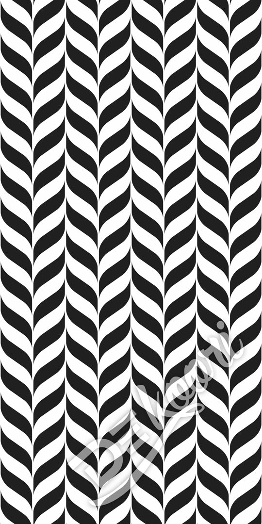 Černo-bílá tapeta se vzorem rybí kosti, listový, zebra, moderní styl - Dekoori obrázek 3