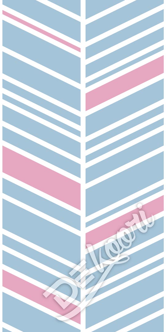 Tapeta so vzorom RYBIA KOSŤ, HERRINGBONE, bielo-modro-ružová, originálny dizajn - Dekoori obrázok 3
