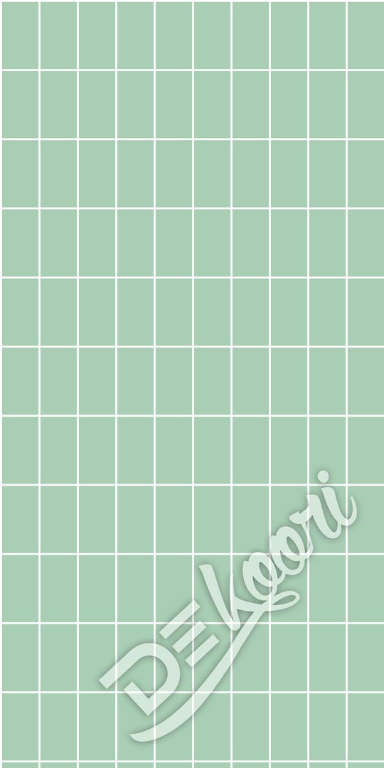 Mátově zelená tapeta z bílou mřížkou, obdélníky 0,5 cm - Dekoori obrázek 2