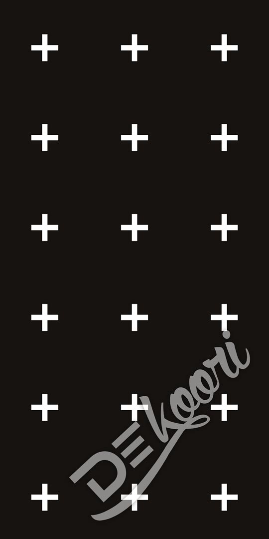 Čierna tapeta s bielymi krížikmi, plusmi (verzia čierno-biela) - Dekoori obrázok 3