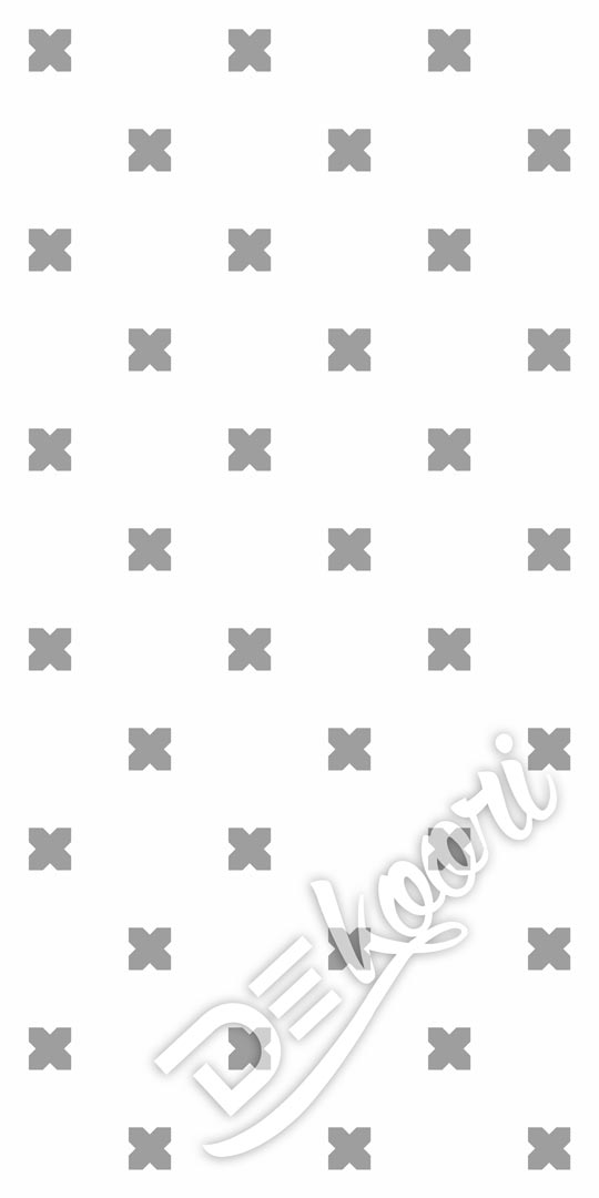 Biela tapeta so sivými krížikmi – iXami, rozostup káro (bielo-sivá verzia) - Dekoori obrázok 3