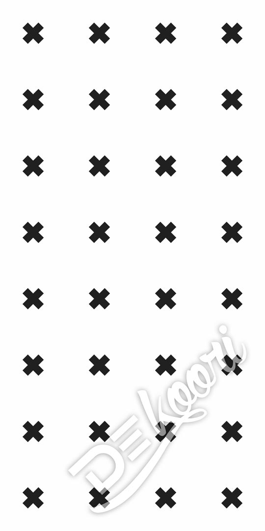 Moderní bílá tapeta v černými X, křížky (černo-bílá verze) - Dekoori obrázek 3