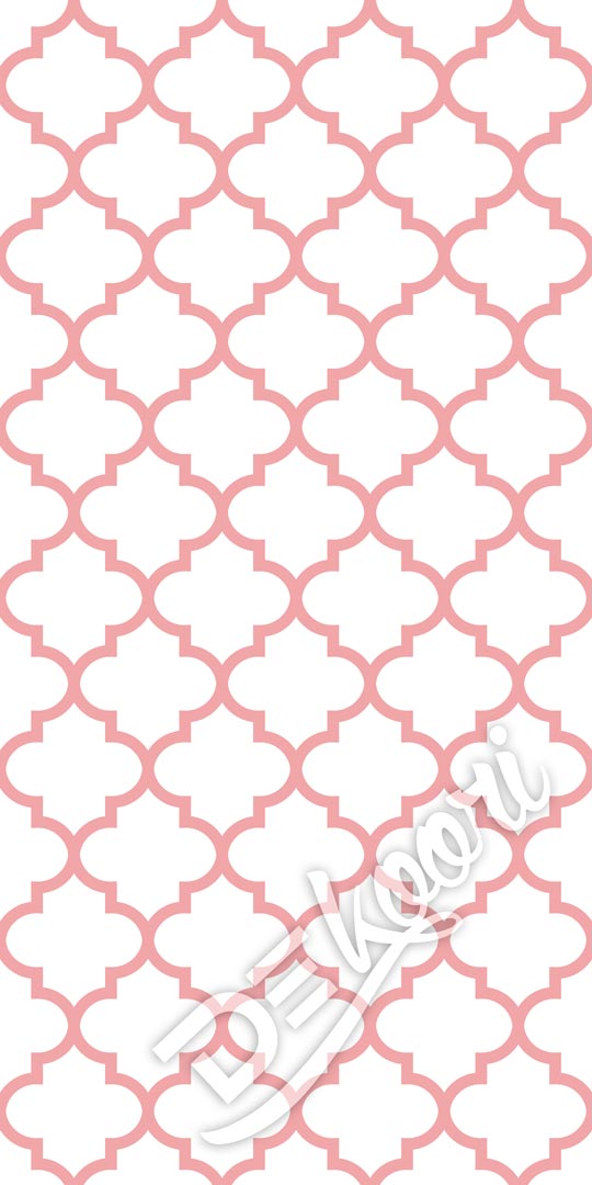 White and Salmon Moroccan Quatrefoil Tile wallpaper - Dekoori image 3