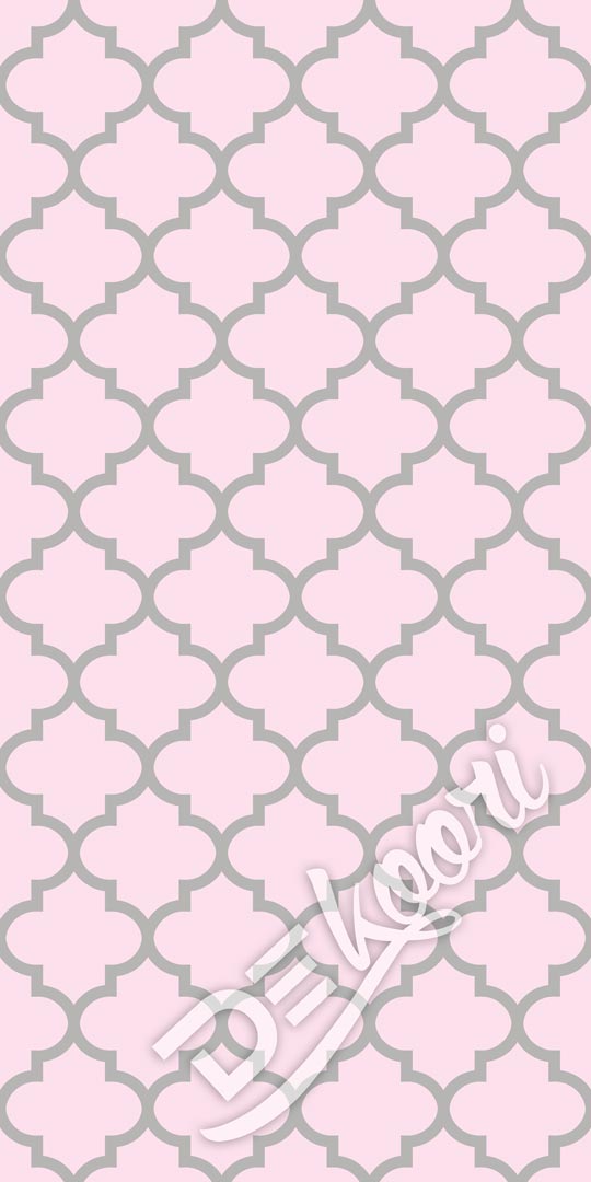 Pink and grey pastel, Moroccan quatrefoil tile wallpaper - Dekoori image 3