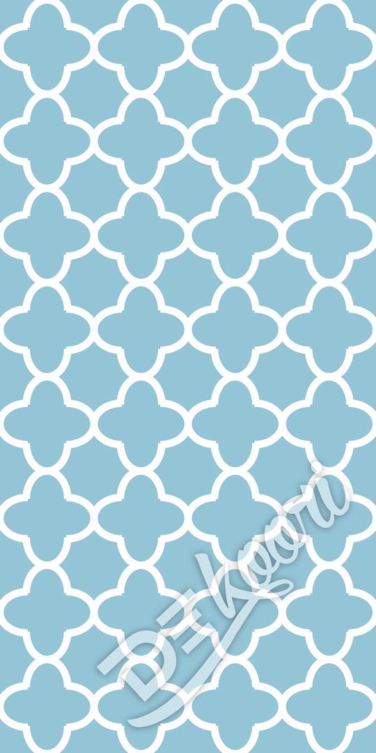 Light blue and white quatrefoil oriental pattern wallpaper - Dekoori image 3