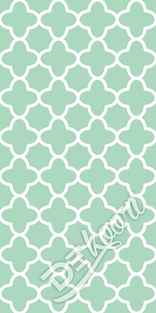 Mint and white quatrefoil oriental pattern wallpaper - Dekoori image 3