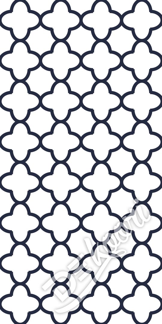 Moroccan white and navy blue patterned wallpaper - Dekoori image 3