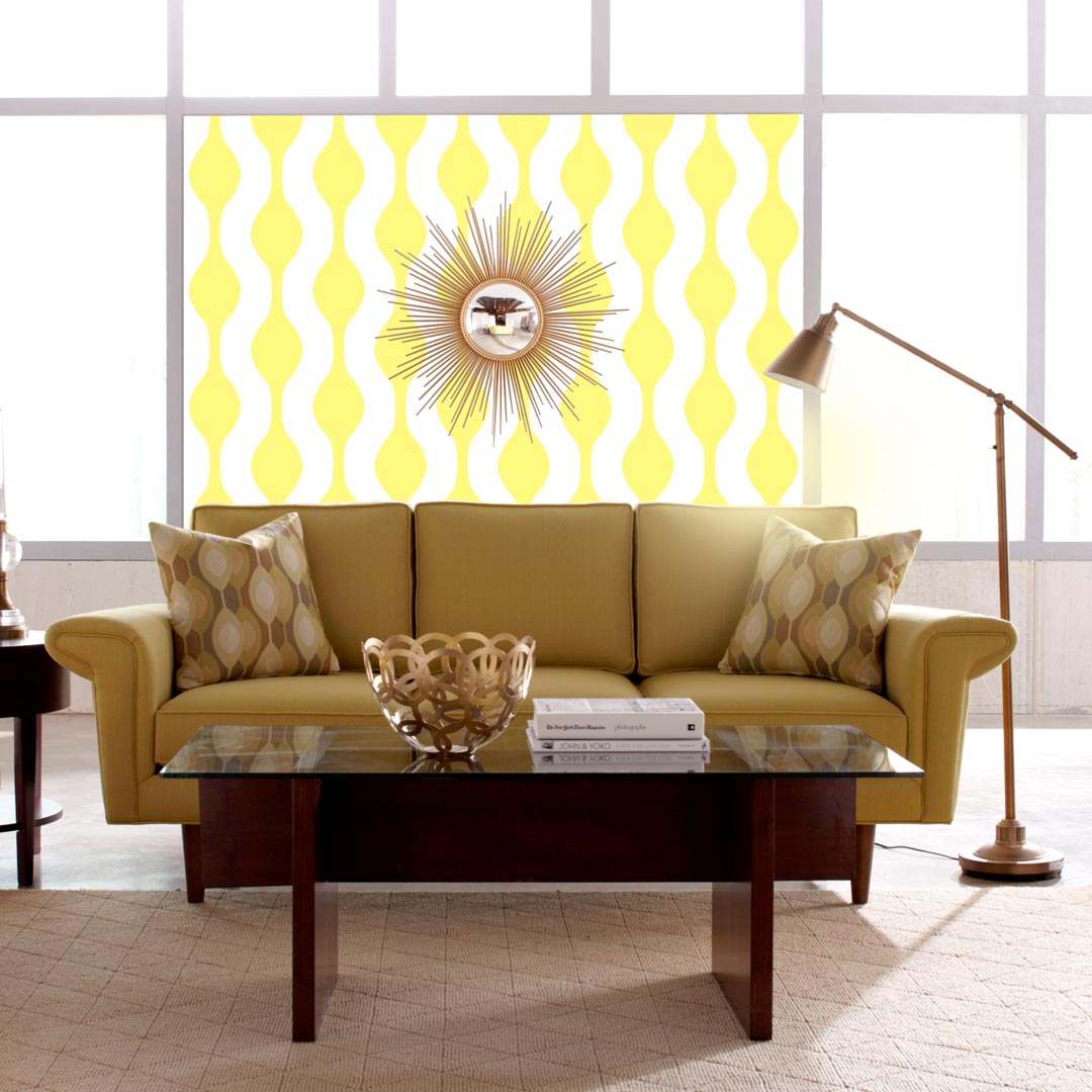 White and yellow vertical eye pattern wallpaper - Dekoori image 2