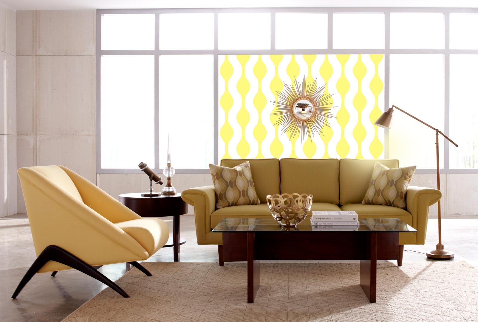 White and yellow vertical eye pattern wallpaper - Dekoori image 4