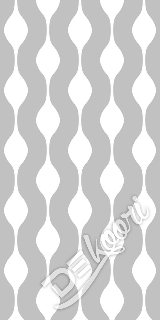 Grey and white vertical ogee pattern wallpaper - Dekoori image 2