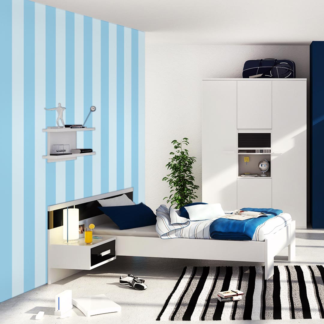 Blue vertical striped wallpaper for children's/boy's room - Dekoori image 2