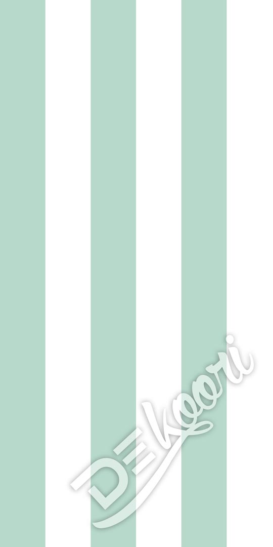 White and mint vertical striped (stripes:16,6 cm) wallpaper - Dekoori image 2