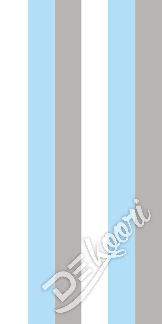 Tapeta se svislými bílými, blankytně modrými a šedými pruhy šířky 16,6 cm - Dekoori obrázek 3